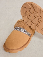White Stuff Brown Suede Shearling Slipper Mules - Image 4 of 4