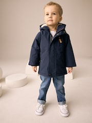 Navy Waterproof Borg Lined Parka Coat (3mths-7yrs) - Image 2 of 12