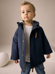 Navy Waterproof Borg Lined Parka Coat (3mths-7yrs) - Image 3 of 12