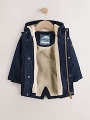 Navy Waterproof Borg Lined Parka Coat (3mths-7yrs) - Image 7 of 12