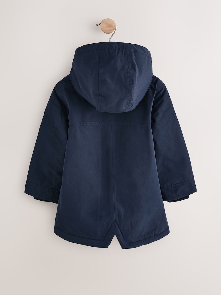 Navy Waterproof Borg Lined Parka Coat (3mths-7yrs) - Image 8 of 12