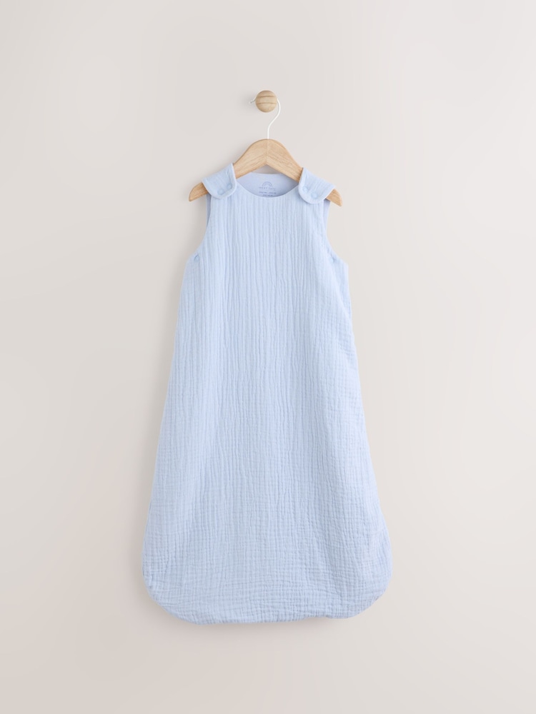 Modern Blue Muslin 1 Tog Baby 100% Cotton Sleep Bag - Image 1 of 1