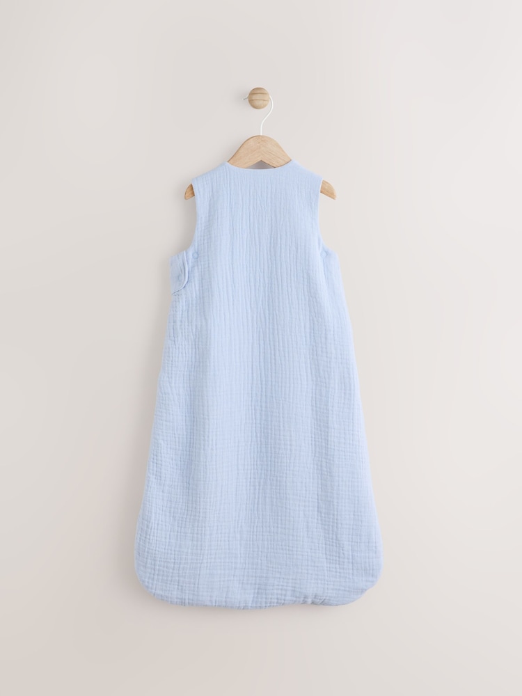 Modern Blue Muslin 1 Tog Baby 100% Cotton Sleep Bag - Image 2 of 8