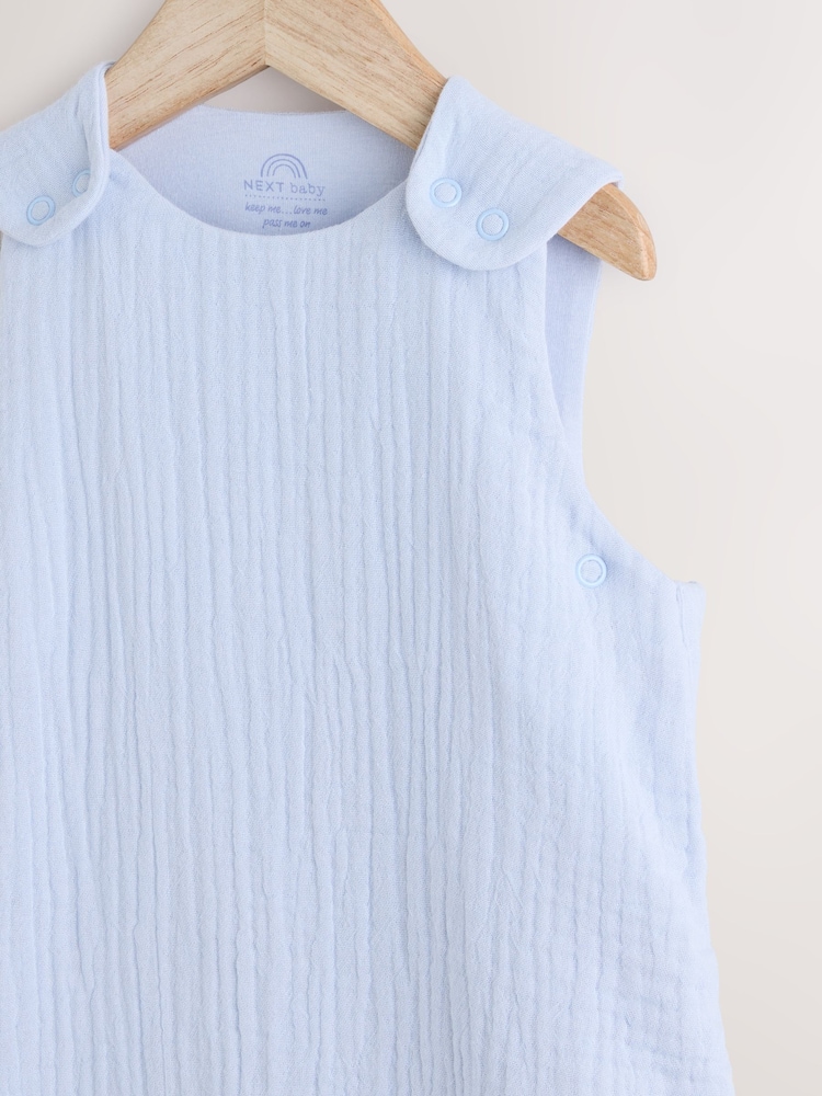 Modern Blue Muslin 1 Tog Baby 100% Cotton Sleep Bag - Image 3 of 8