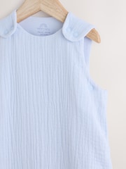 Modern Blue Muslin 1 Tog Baby 100% Cotton Sleep Bag - Image 5 of 8