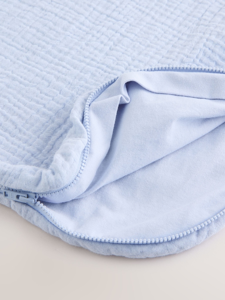 Modern Blue Muslin 1 Tog Baby 100% Cotton Sleep Bag - Image 6 of 8