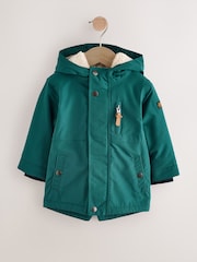 Forest Green Waterproof Borg Lined Parka Coat (3mths-7yrs) - Image 1 of 9