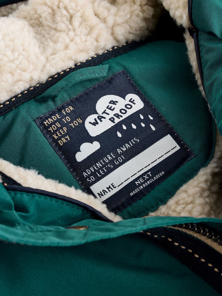 Forest Green Waterproof Borg Lined Parka Coat (3mths-7yrs) - Image 12 of 13