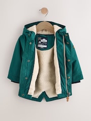Forest Green Waterproof Borg Lined Parka Coat (3mths-7yrs) - Image 2 of 9