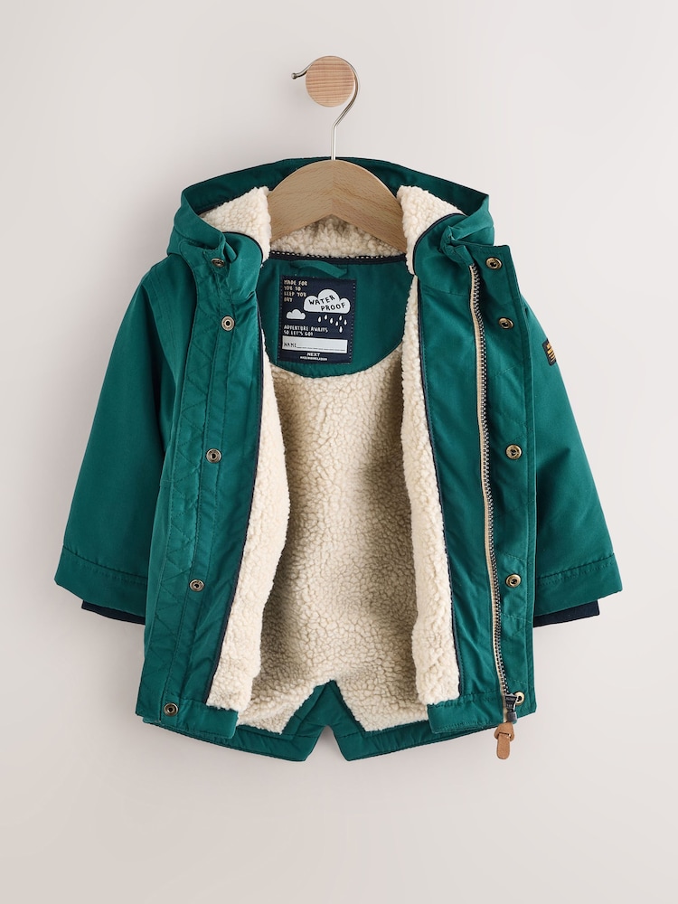 Forest Green Waterproof Borg Lined Parka Coat (3mths-7yrs) - Image 2 of 9 Forest Green Waterproof Borg Lined Parka Coat (3mths-7yrs) - Image 2 of 9