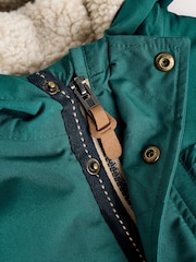 Forest Green Waterproof Borg Lined Parka Coat (3mths-7yrs) - Image 5 of 9