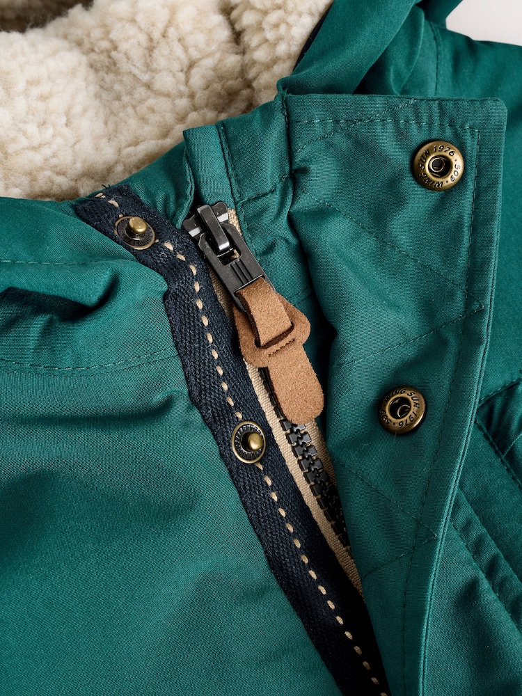Forest Green Waterproof Borg Lined Parka Coat (3mths-7yrs) - Image 8 of 13