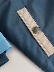 Navy/Red Colourblock Waterproof Borg Lined Parka Coat (3mths-7yrs) - Image 6 of 6