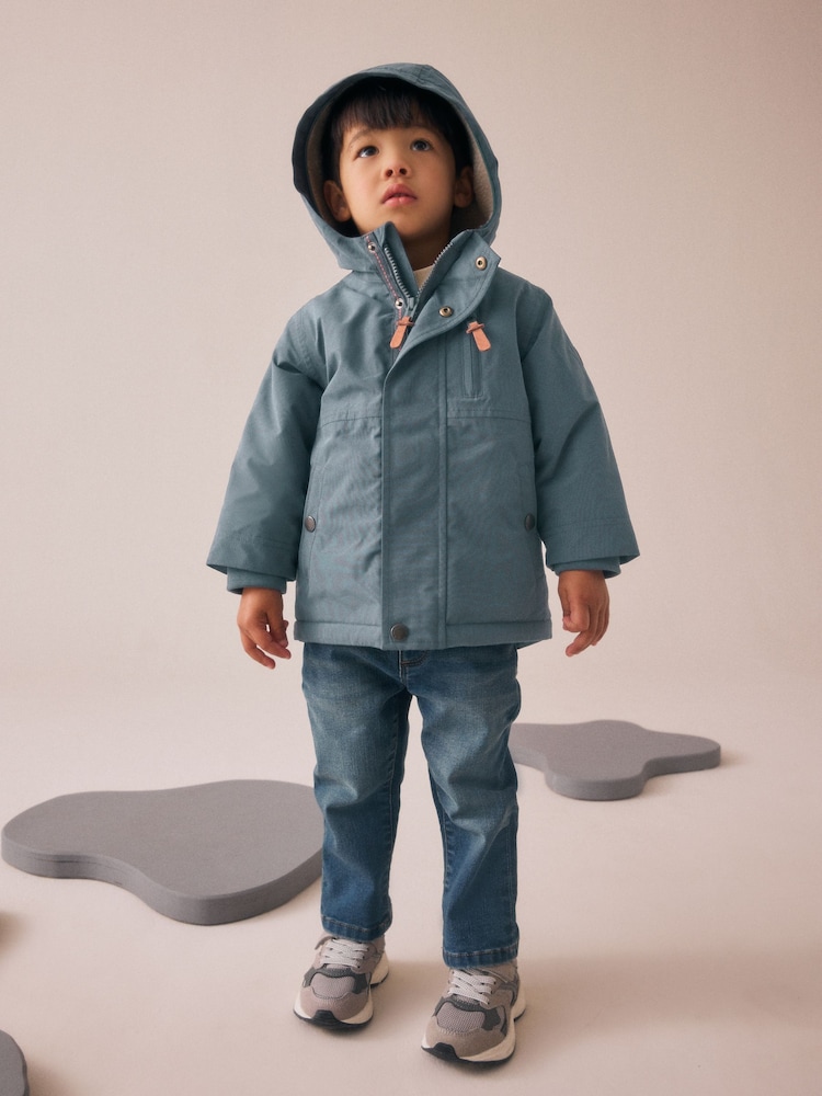 Grau - Wasserdichter Parka mit Sherpa-Futter (3 Monate bis 7 Jahre) - Bild 2 von 9