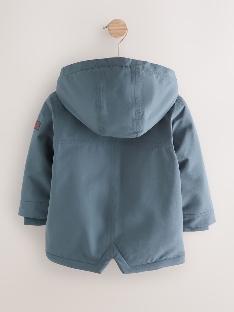 Grey Waterproof Borg Lined Parka Coat (3mths-7yrs) - Image 4 of 9