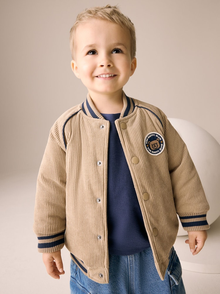 Neutral Cord Varsity Bomber Jacket (3mths-7yrs) - Image 1 of 8