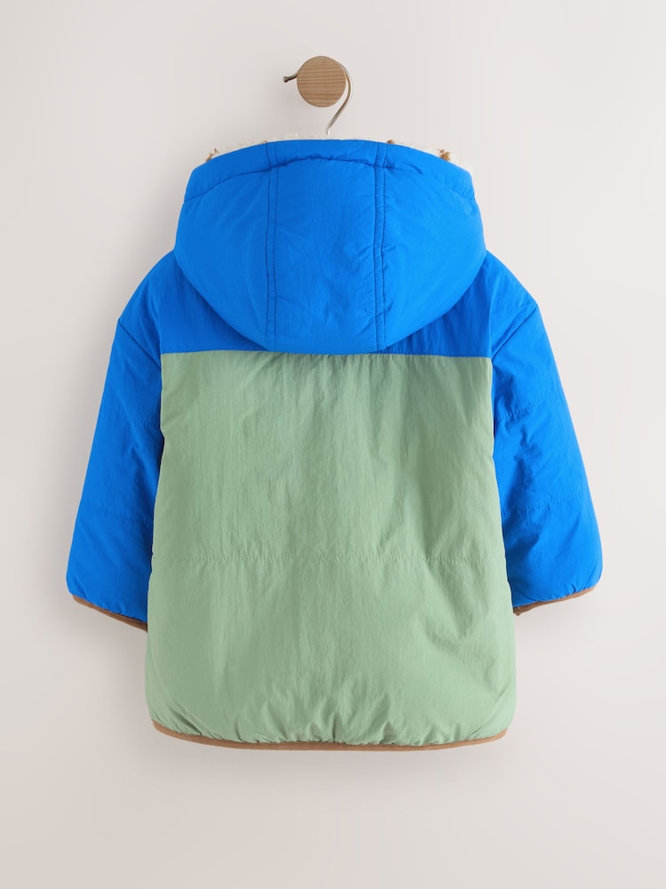Blue/Green Reversible Borg Jacket (3mths-7yrs) - Image 2 of 9 Blue/Green Reversible Borg Jacket (3mths-7yrs) - Image 2 of 9