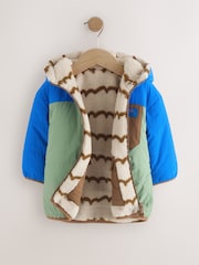 Blue/Green Reversible Borg Jacket (3mths-7yrs) - Image 3 of 9