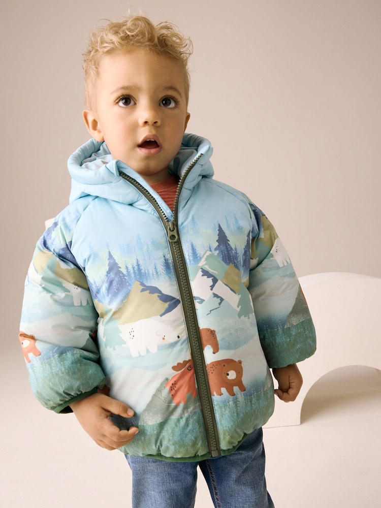 Green Scene Print Padded Coat (3mths-7yrs) - Image 1 of 10