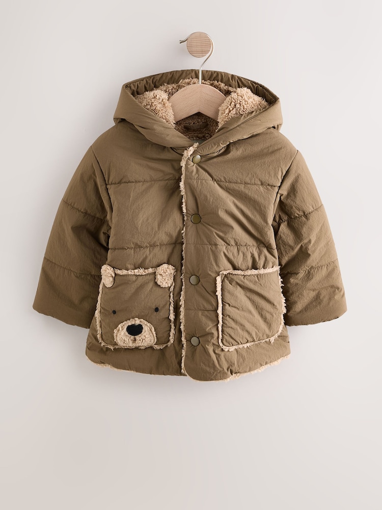 Tan Brown Shower Resistant Borg Jacket (3mths-7yrs) - Image 1 of 8 Tan Brown Shower Resistant Borg Jacket (3mths-7yrs) - Image 1 of 8