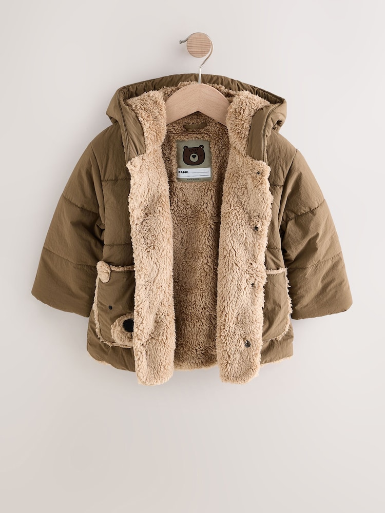 Tan Brown Shower Resistant Borg Jacket (3mths-7yrs) - Image 2 of 8 Tan Brown Shower Resistant Borg Jacket (3mths-7yrs) - Image 2 of 8