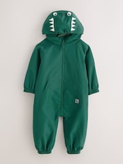 Green Crocodile Waterproof Fleece Lined Puddlesuit (3mths-7yrs) - Image 1 of 4