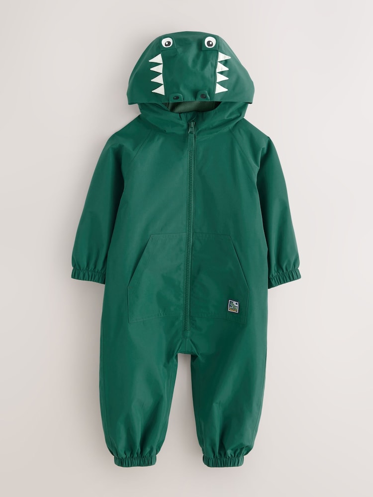 Green Crocodile Waterproof Fleece Lined Puddlesuit (3mths-7yrs) - Image 1 of 4