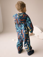 Multicoloured Smile Print Waterproof Fleece Lined Puddlesuit (3mths-7yrs) - Image 3 of 7