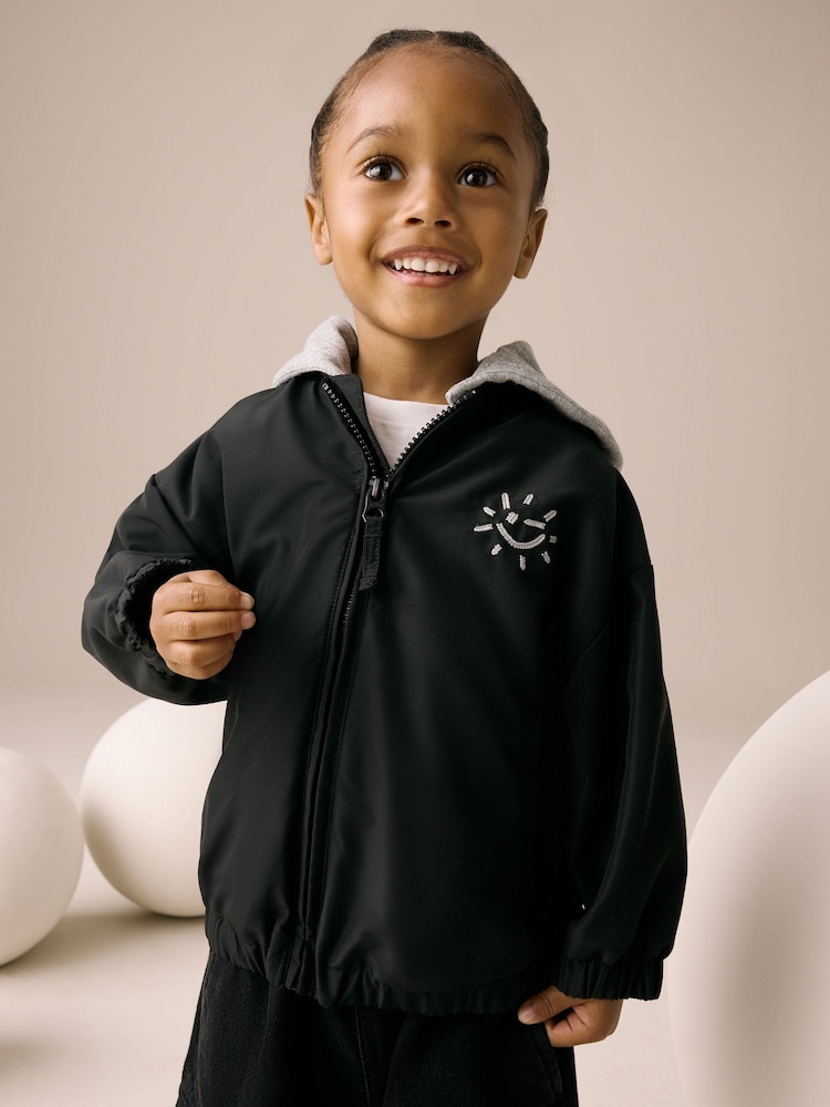 Black Hooded Bomber Jacket (3mths-7yrs) - Image 1 of 4