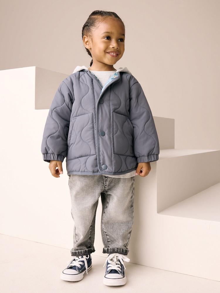 Grey Quilted Jacket (3mths-7yrs) - Image 1 of 10