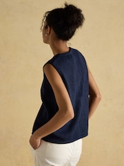 Joules Holly Navy Button Through Knitted Vest - Image 2 of 7