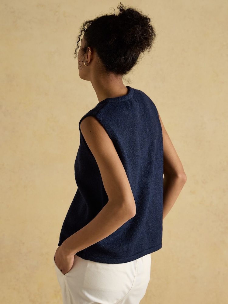 Joules Holly Navy Button Through Knitted Vest - Image 2 of 7