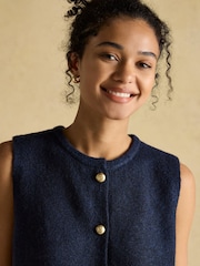 Joules Holly Navy Button Through Knitted Vest - Image 6 of 7