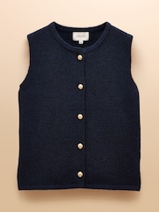 Joules Holly Navy Button Through Knitted Vest - Image 7 of 7