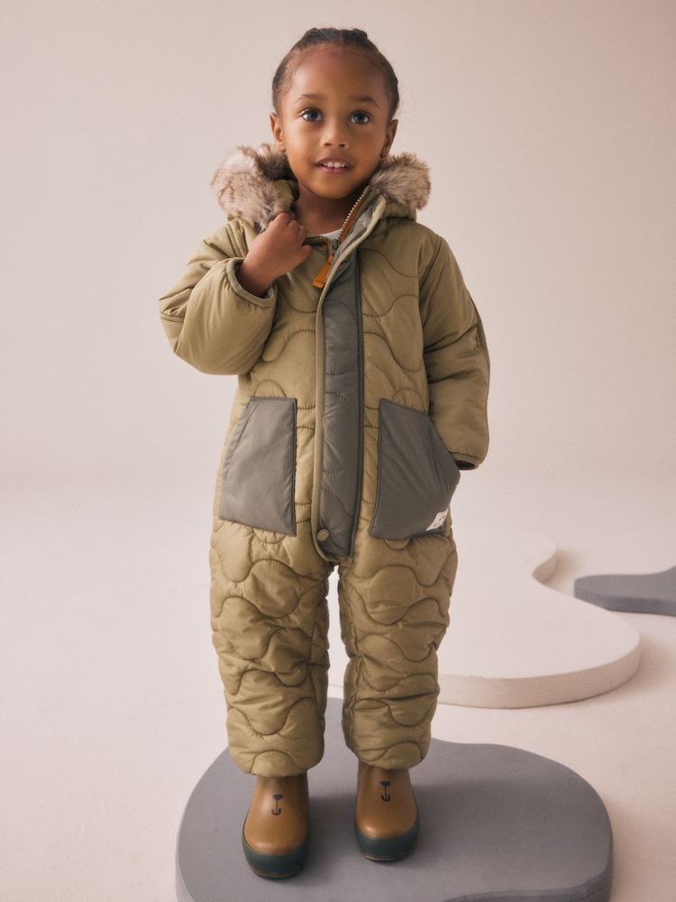 Khaki Green Shower Resistant Snowsuit (3mths-7yrs) - Image 1 of 4