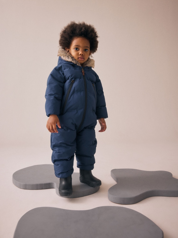 Navy Waterproof Padded Snowsuit (3mths-7yrs) - Image 1 of 8