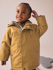 Ochre Yellow Waterproof Borg Lined Parka Coat (3mths-7yrs) - Image 1 of 12
