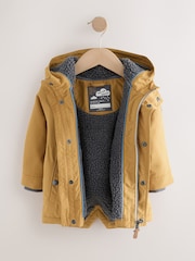 Ochre Yellow Waterproof Borg Lined Parka Coat (3mths-7yrs) - Image 3 of 12