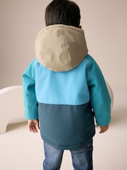 Navy/Turquoise Waterproof Warm Padded Coat (3mths-7yrs) - Image 2 of 11