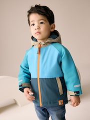 Navy/Turquoise Waterproof Warm Padded Coat (3mths-7yrs) - Image 3 of 11