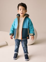 Navy/Turquoise Waterproof Warm Padded Coat (3mths-7yrs) - Image 4 of 11