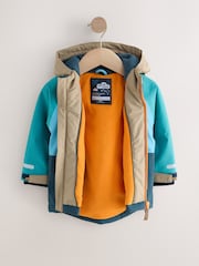 Navy/Turquoise Waterproof Warm Padded Coat (3mths-7yrs) - Image 5 of 11