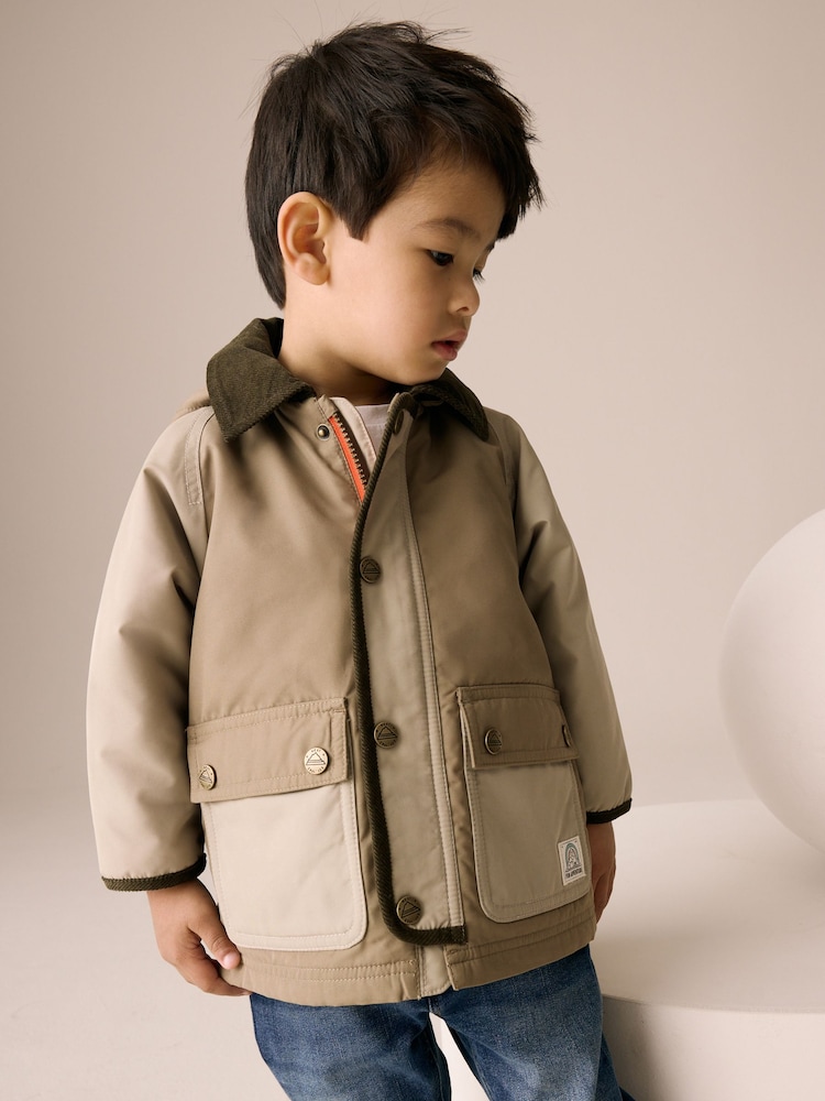 Neutral Hooded Cord Collar Coat (3mths-7yrs) - Image 1 of 9