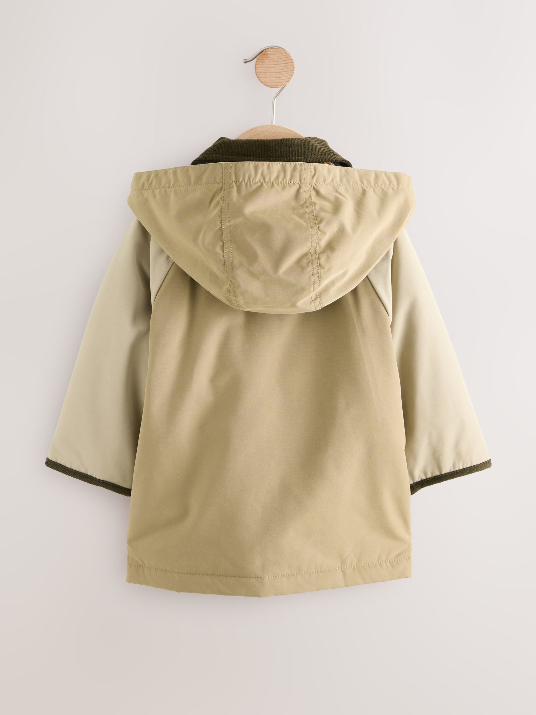 Buy Neutral Brown Hooded Cord Collar Shower Resistant Coat (3mths