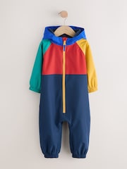 Navy Colourblock Waterproof Fleece Lined Puddlesuit (3mths-7yrs) - Image 1 of 5
