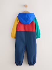 Navy Colourblock Waterproof Fleece Lined Puddlesuit (3mths-7yrs) - Image 2 of 5