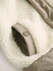 Khaki/Cream Colourblock Borg Jacket (3mths-7yrs) - Image 10 of 10