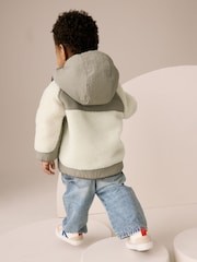 Khaki/Cream Colourblock Borg Jacket (3mths-7yrs) - Image 3 of 10