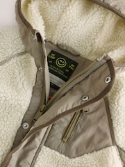 Khaki/Cream Colourblock Borg Jacket (3mths-7yrs) - Image 8 of 10
