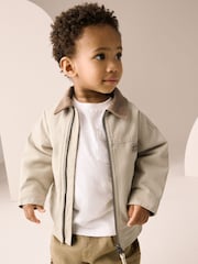 Creme - Canvas-Bomberjacke mit Cordkragen (3Monate–7Jahre) - Bild 2 von 9